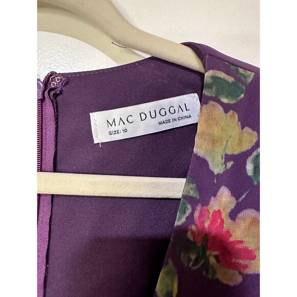 Mac Duggal Long Sleeve Ruched Top Deep V-Neckline Gown Purple Size 10 NWT #68558 - Picture 3 of 16